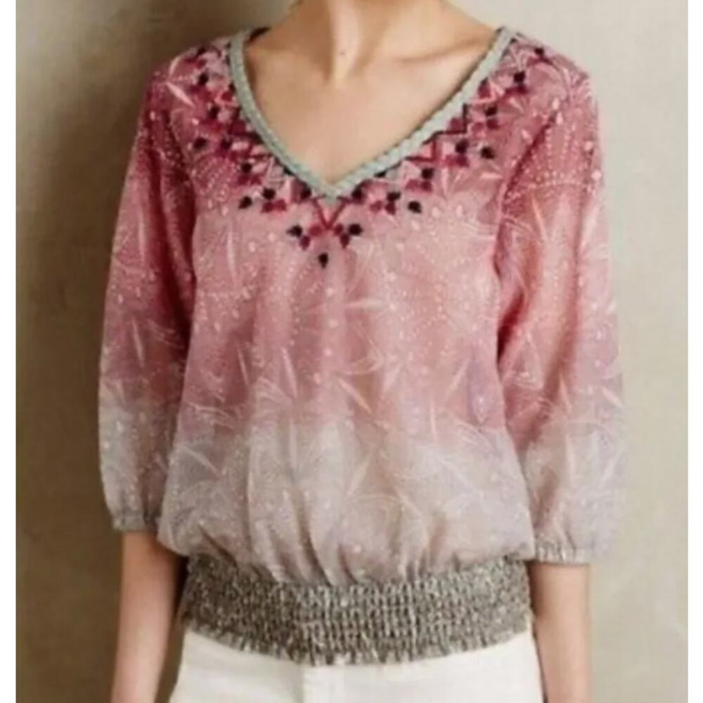 Anthropologie Akemi + Kin Arembepe Embroidered Ombre Top Medium